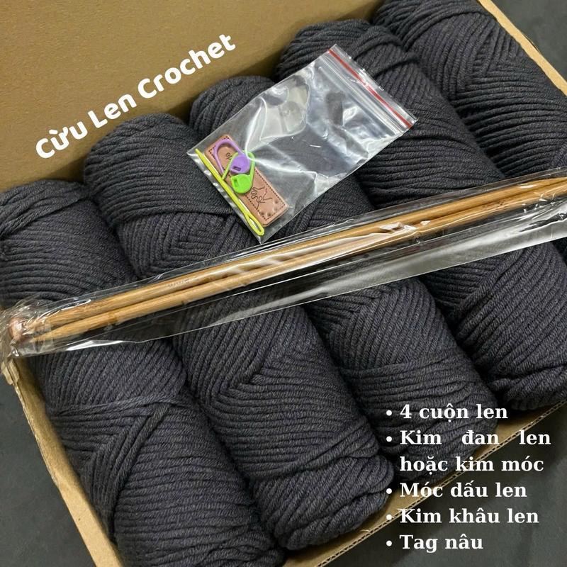 Set Len Đan - Móc Khăn Len Cotton Love - Len Ống 100g DIY Moc Lenco 3