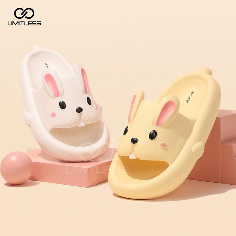 Limitless - Sandal Bunny Wanita Selop Rumah Sendal Slide Cewek Lucu Model kelinci Terbaru 2024 Black Pink - Size 30 - 41 Shoes Merah ( Jelly ) sandal  couple  ber2 0