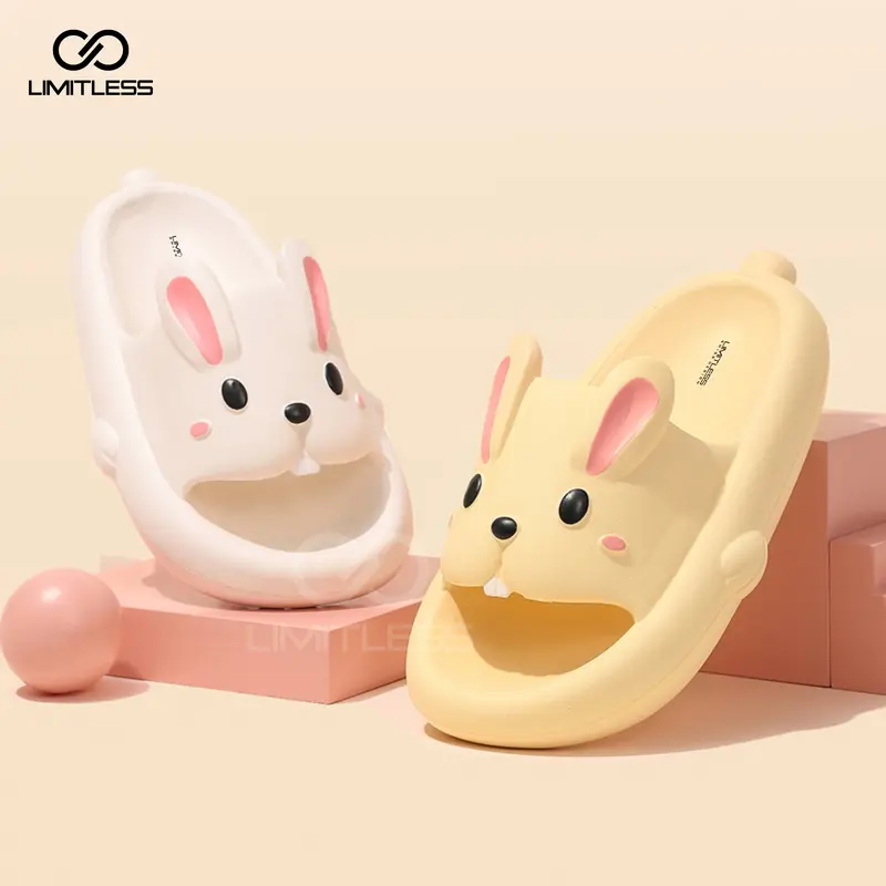 Limitless - Sandal Bunny Wanita Selop Rumah Sendal Slide Cewek Lucu Model kelinci Terbaru 2024 Black Pink - Size 30 - 41 Shoes Merah ( Jelly ) sandal  couple  ber2 0