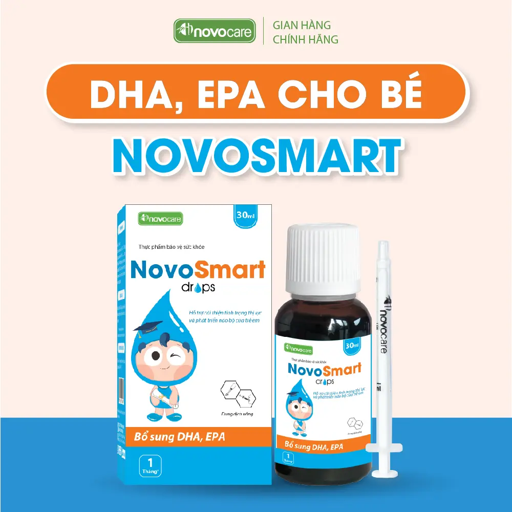 Novosmart - DHA, EPA dạng nhỏ giọt lọ hàm lượng cao giúp bé phát triển trí thông minh lọ 30ml