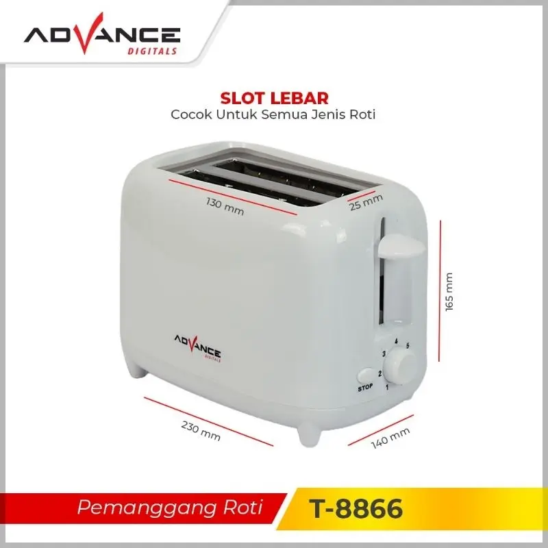 Advance T8866 Toaster Roti / Pemanggang Roti Bakar Low Watt 5