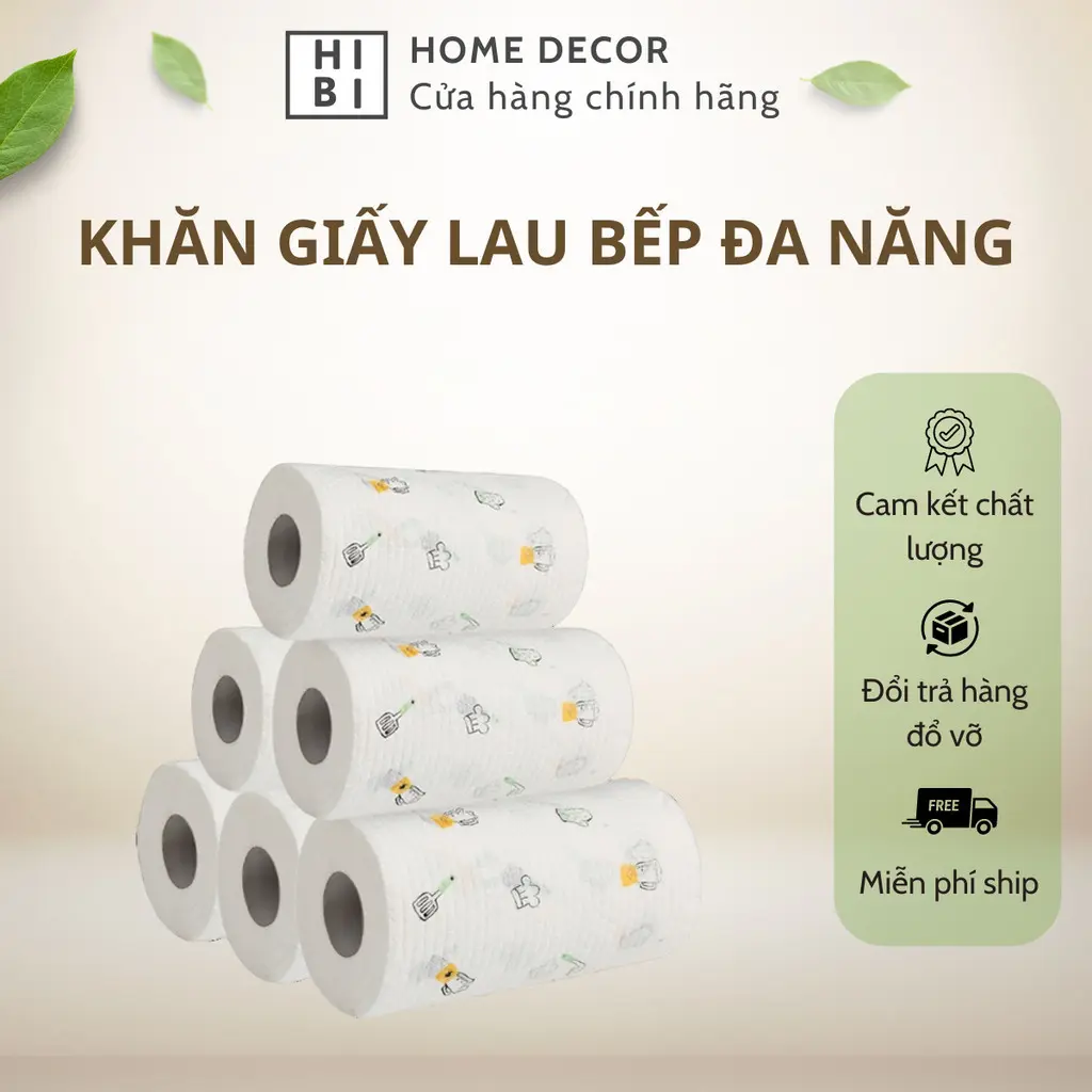 Cuộn Giấy Lau Nhà Bếp Đa Năng Kích Thước 25cm Có Thể Tái Sử Dụng 50 Tờ P002  - Hibihomedecor