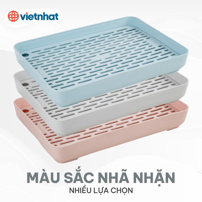 Khay đựng ấm chén, úp cốc uống trà cà phê nhựa Việt Nhật 5658. Khay trà Việt Nhật có lưới thoát nước tiện dụng