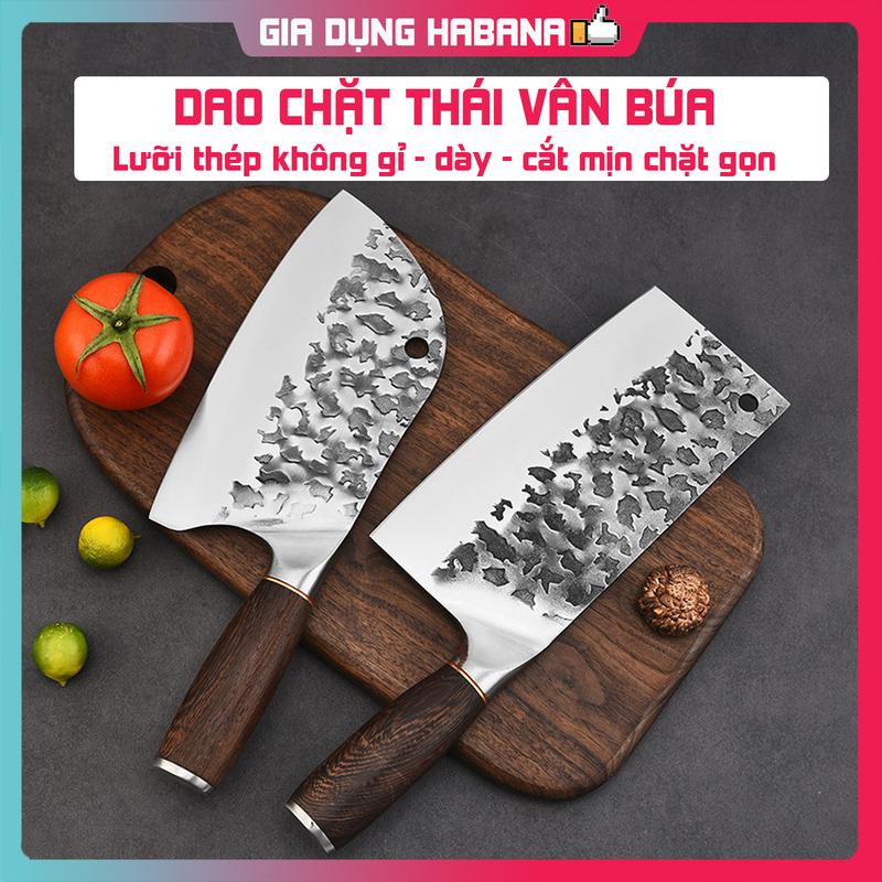 Dao Chặt Thái Vân Búa Cao Cấp - Lưỡi Thép Không Gỉ - Cắt Mịn Chặt Gọn - Dao chặt thái gia đình - Dao vân búa 0