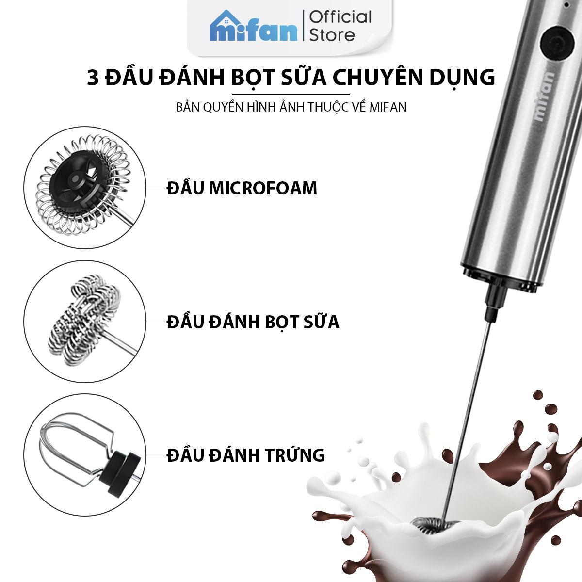Máy Đánh Bọt Cà Phê Microfoam Mifan MF1501G - 3 Đầu Đa Năng, Thép không gỉ, Đế sạc USB tiện lợi - Hàng Chính Hãng Máy Đánh Bọt Cà Phê Microfoam Mifan MF1501G - 3 Đầu Đa Năng, Thép không gỉ, Đế sạc USB tiện lợi - Hàng Chính Hãng