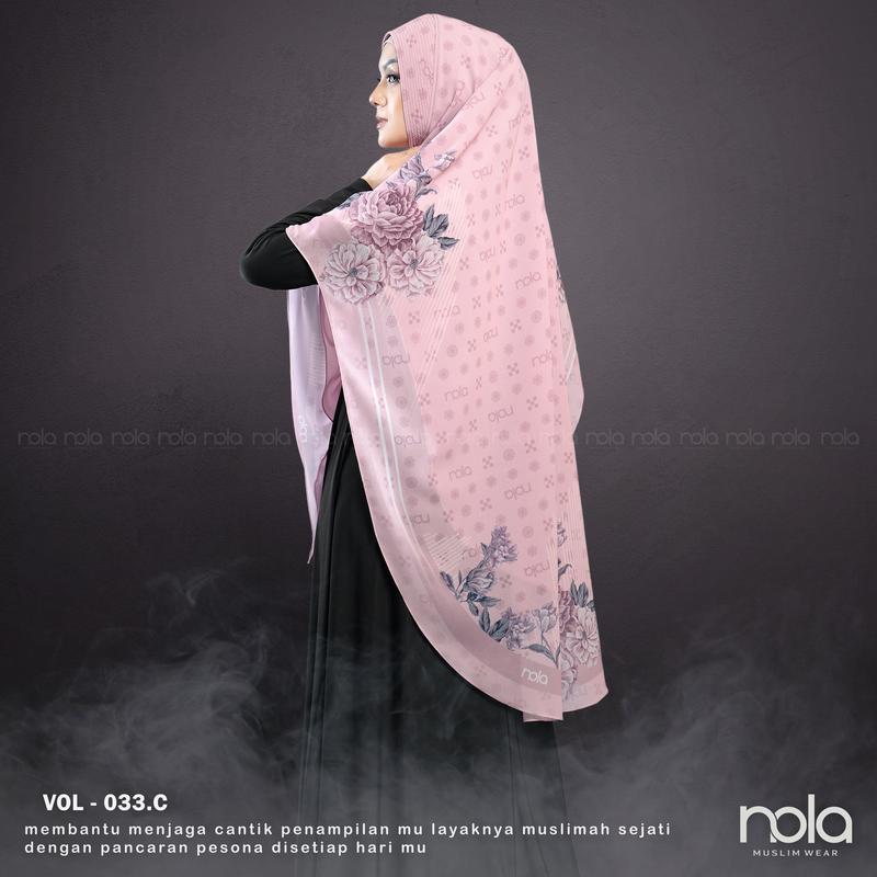 NOLA- Khimar printing vol 33 hijab ceruty instant 2 layer Santai Ceruti Layer Panjang Soft Syari Muslim Kerudung Hitam 6
