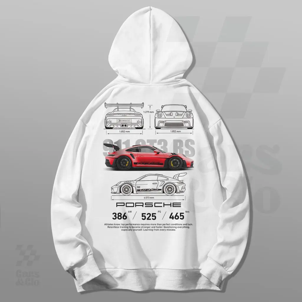 Áo Hoodie Sơ Cứu Porsche 911 GT3 RS, Bản Thiết Kế Mới, Màu Xanh Dương, Có Xe Ô Tô Và Clo, Màu Trắng