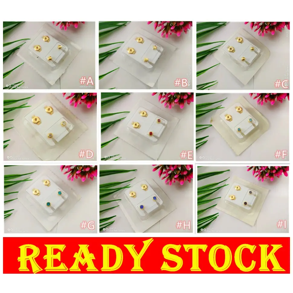 Q-1 American Gold Anti Allergic QPP Stainless Steel Earring Ear stud accessories Earring Tindik Subang