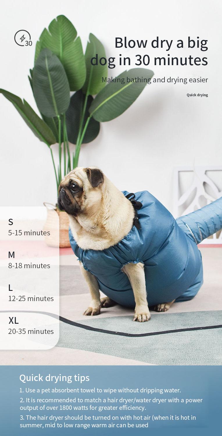Product Introduction of Portable Dog Hair Drying Bag Folding Cat Hair Dryer Efficient Big Dogs Quick Drying Coat Winter Pets Cleaning Grooming Supplies 9