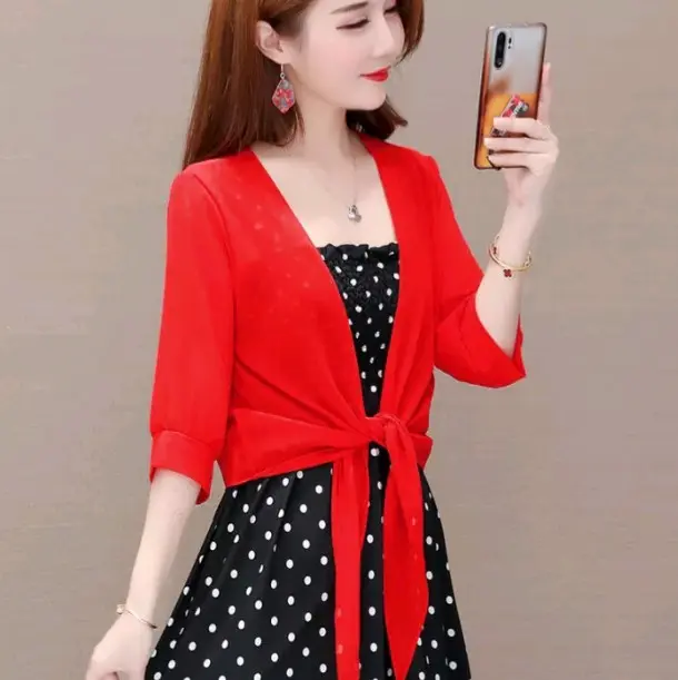 Outer wanita trendy blazer casual jaket ringan fashion vintage kimono polos elegan oversized pormal 3