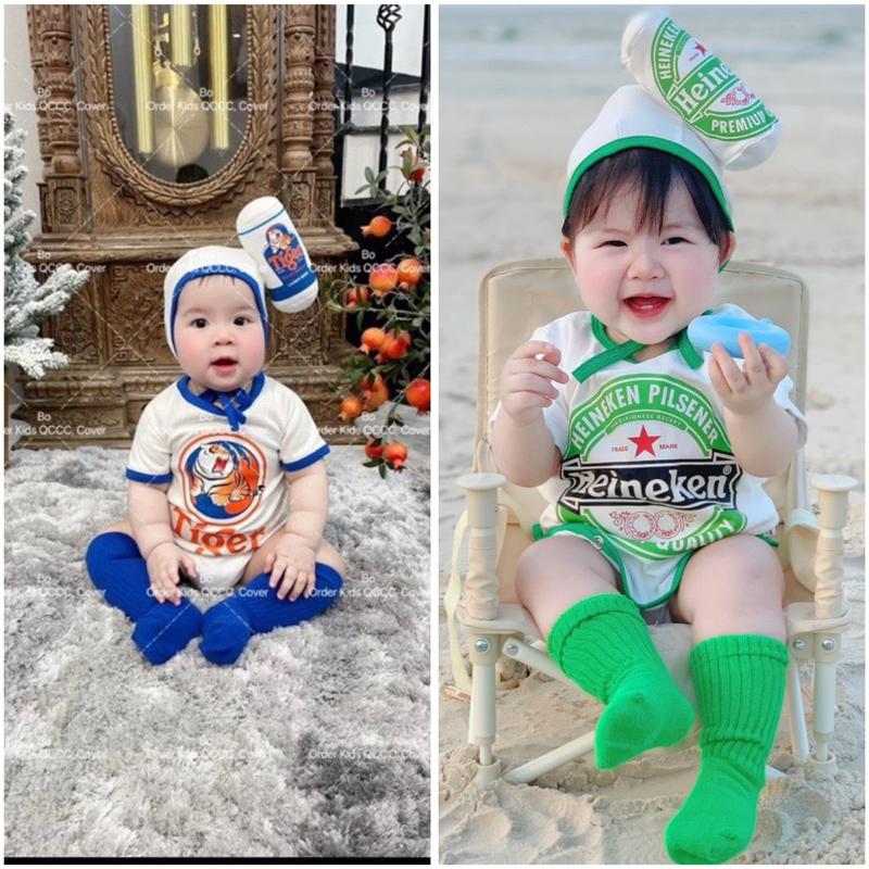 ( mẫu mới) Body bia Heineken và Tiger tặng kèm mũ cho bé diện tết