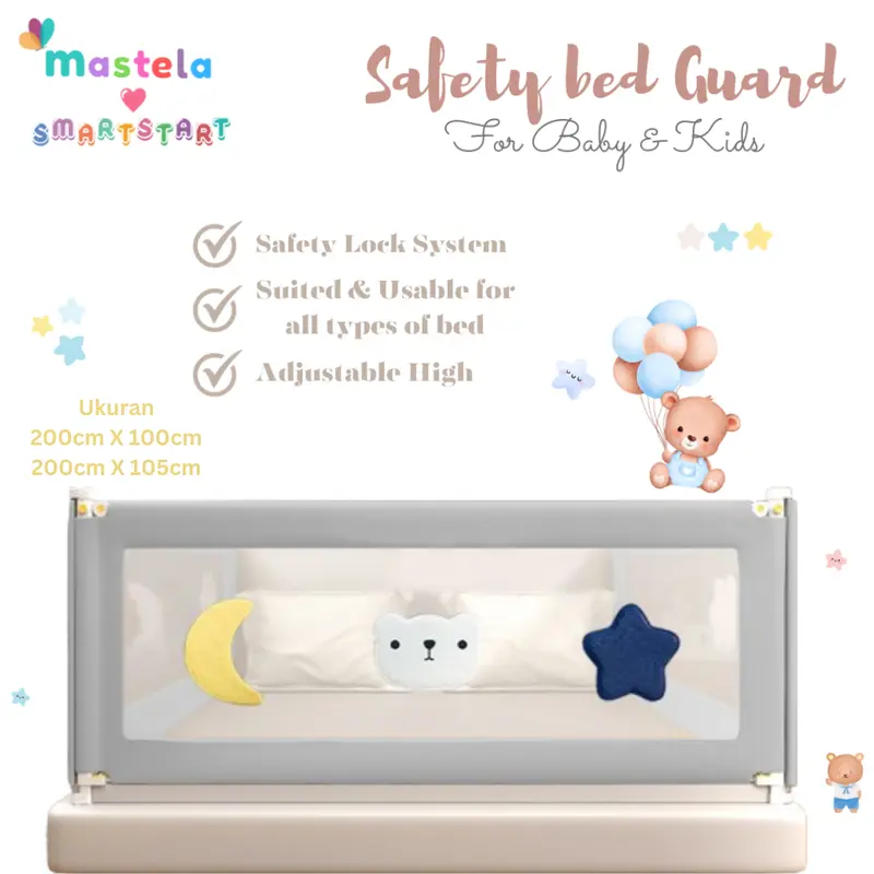 MASTELA Baby Bed Rail Safety Guard Bed Guard Rail Fence Pagar Pembatas Pengaman Pagar Kasur Bayi 3