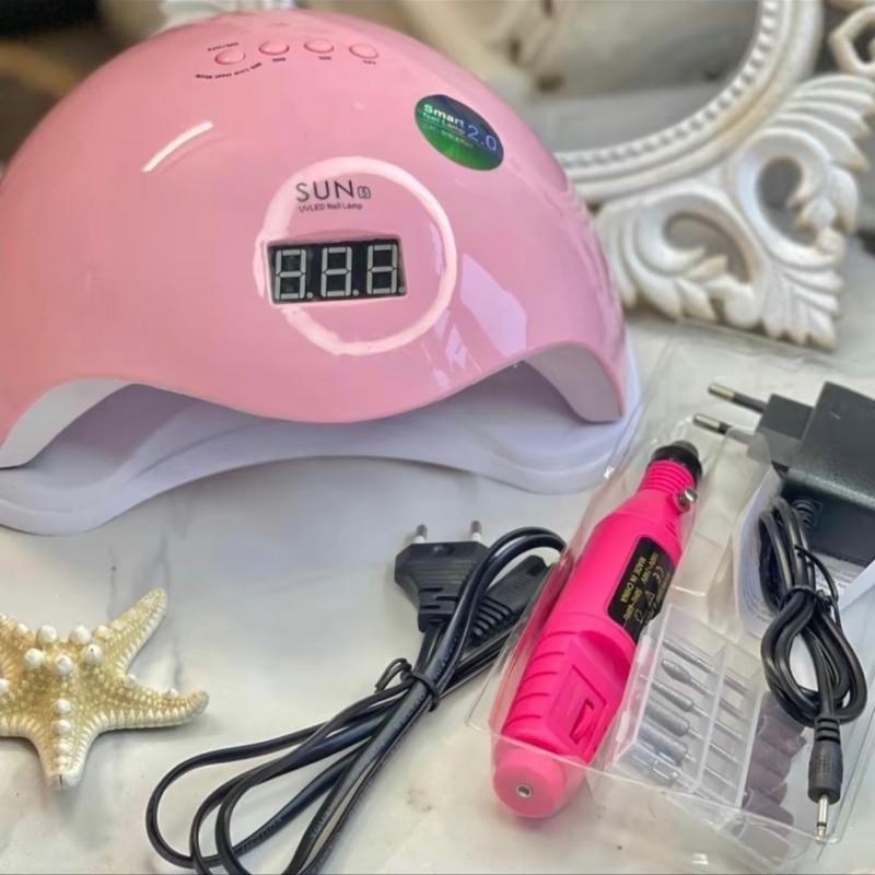  COMBO máy hơ Gel sun 5 tem xanh + máy mài mini cầm tay máy  sơn  gel 