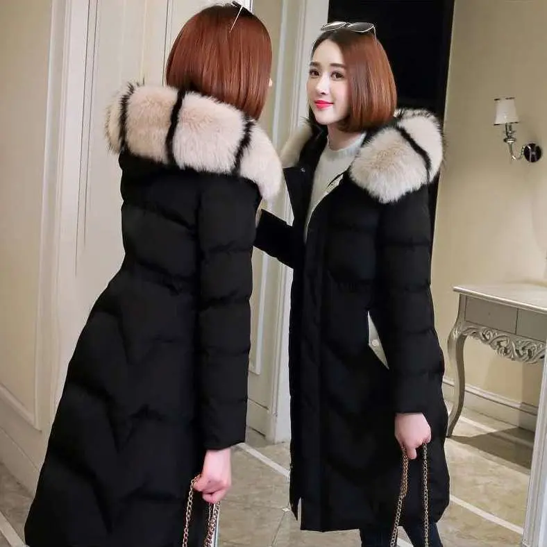 Áo Phao Mùa Đông, Ngoại Cỡ Cho Nữ, Áo Khoác, Dài, Phồng, Có Cổ Lông, Áo Mặc Bên Ngoài 1