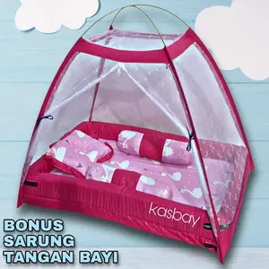 Kasur Bayi Kelambu Tenda / Tempat Tidur Bayi Set Bantal Guling Free Tas Mika Cewek Cowok