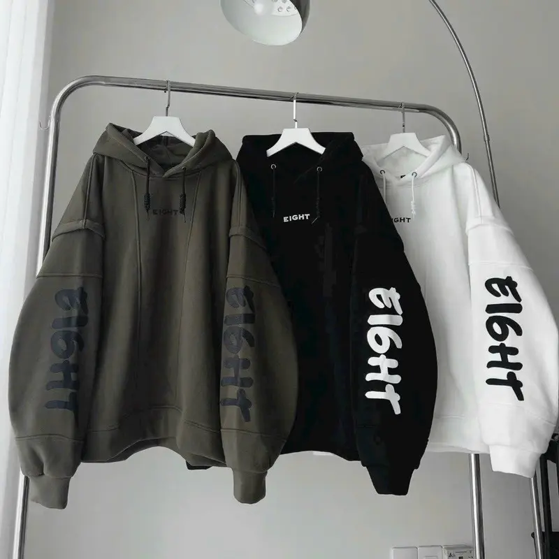ÁO KHOÁC NỈ FORM RỘNG THỜI TRANG THU ĐÔNG MẪU MỚI PHONG CÁCH HÀN CỰC ĐẸP Menswear Nam Hoodie Dài Tay Đen 4