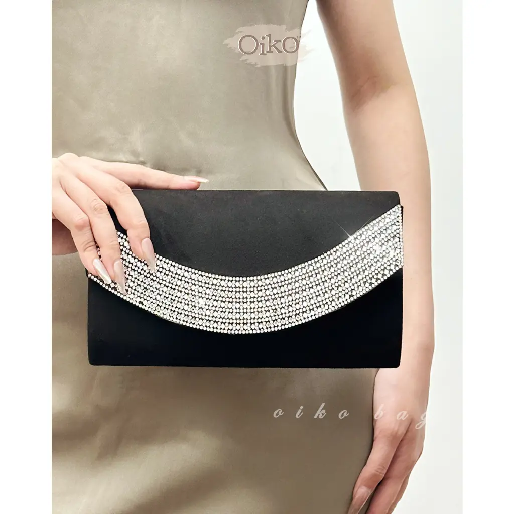 OIKO Elina Clutch Tas Pesta Wanita Clutch Glitter Slik Satin Beads Untuk Kondangan Perempuan Party Bag Wedding Gift Kado Seserahan Nikahan Hantaran Bridemaids Mewah Elegan Import Korean Style
