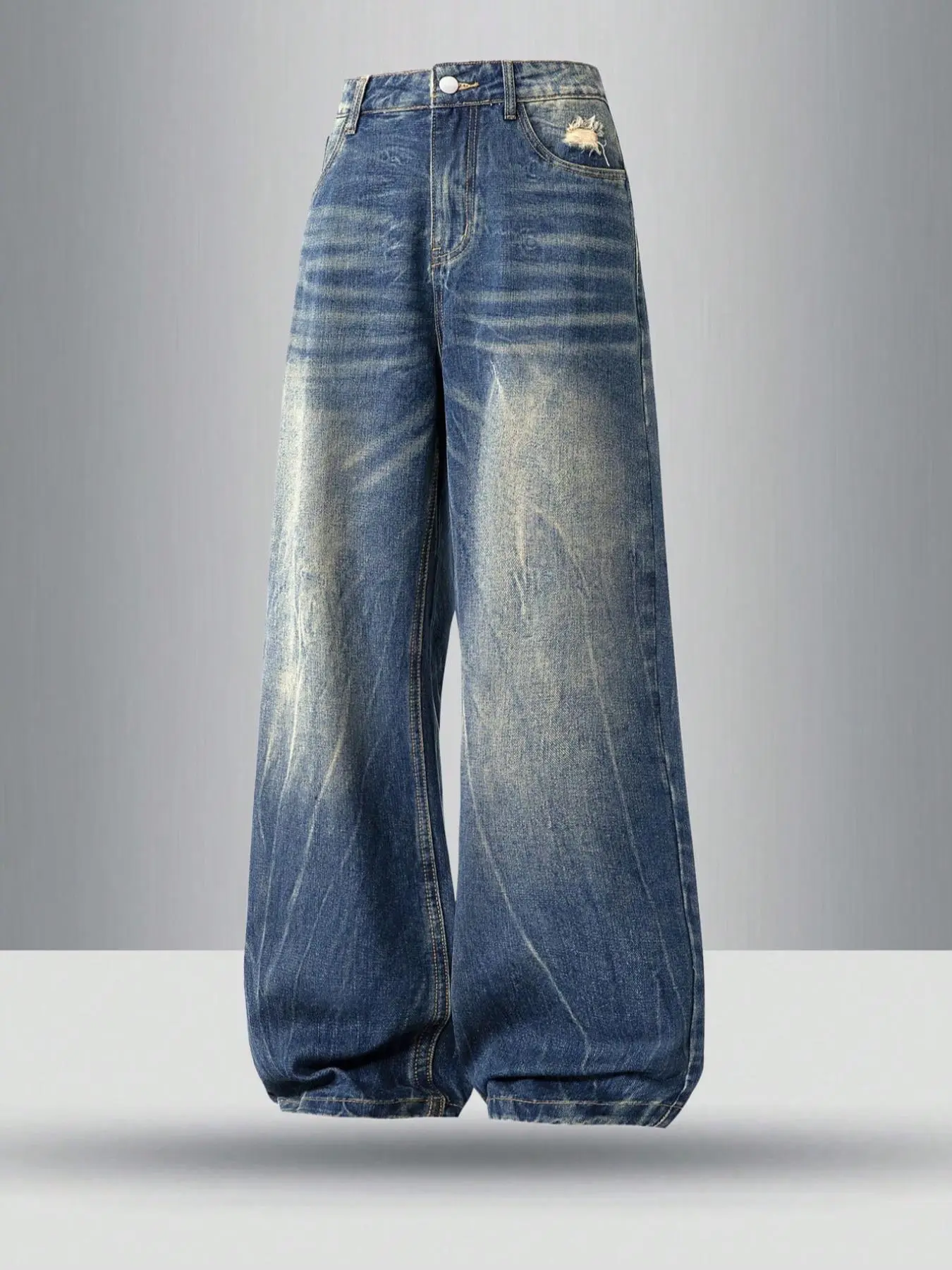 Men's Vintage Wash Straight Leg Jeans, Loose Casual Comfy Denim Pants for Daily Wear, Fashion Men's Bottoms for Summer, Cotton