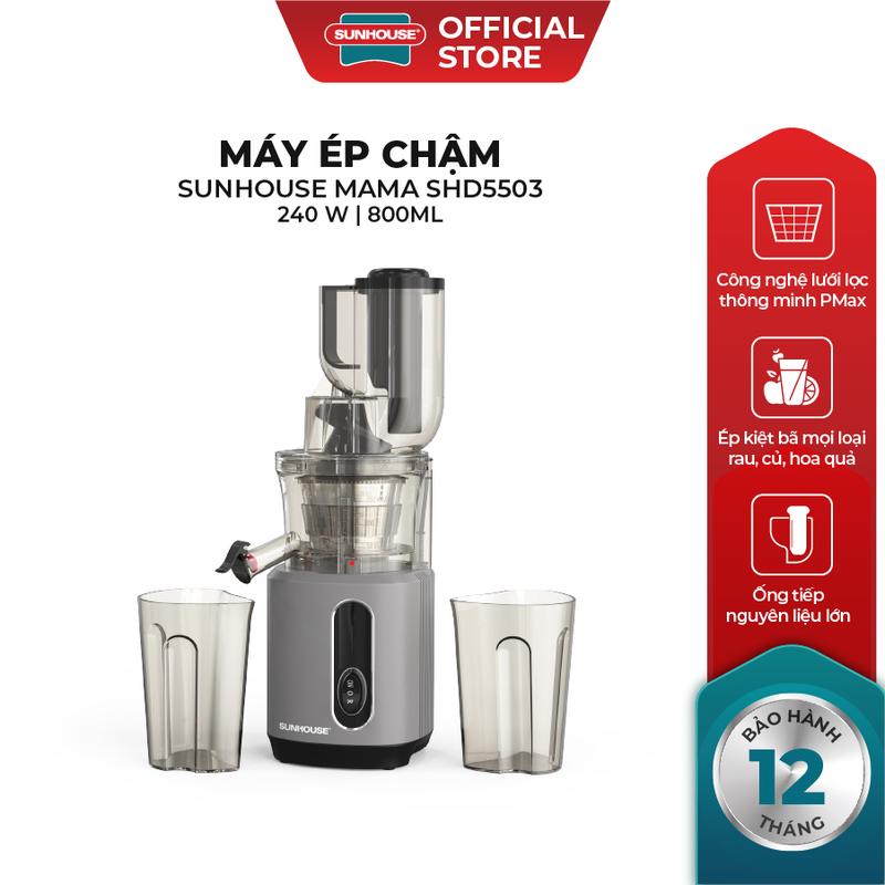 Máy ép chậm SUNHOUSE SHD5503 - Cảm biến an toàn - Tự ngắt khi quá nhiệt - Công nghệ lọc PUREMAX độc quyền