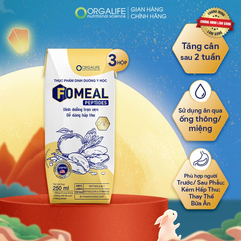 Lốc 3 hộp thực phẩm dinh dưỡng y học Fomeal Peptides 250ml/hộp - Dinh dưỡng cho người bệnh, kém hấp thu, phục hồi nhanh chóng