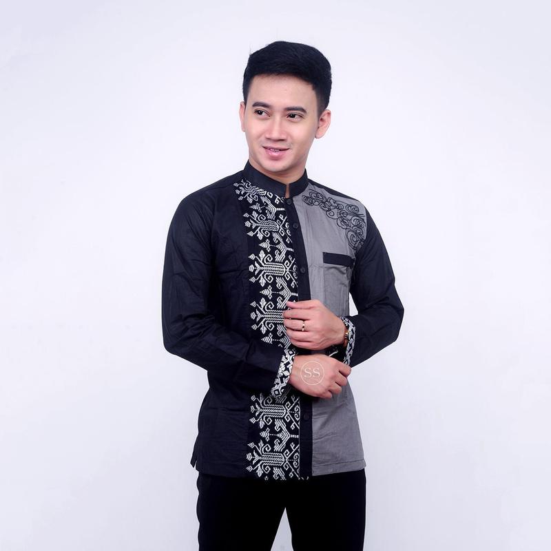Baju Koko Syar'i Dewasa Lengan Panjang Terbaru Bordir Kain Muslim Pria Kombinasi 5