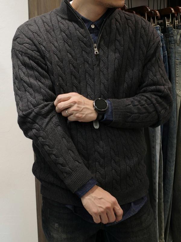 [ Mở Bán] Áo Len Nam Vặn Thừng Tag Da Cao Cấp, Áo Sweater Len Cổ Cao Hàn Quốc Form Unisex DENIMST 716