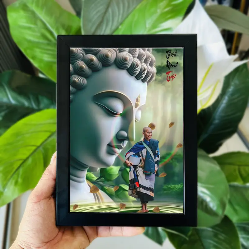 Tranh Ảnh Để Bàn Sư Thầy Thích Minh Tuệ Nhiều Kích Thước (Có thể treo) Decor Khung Tranh 2