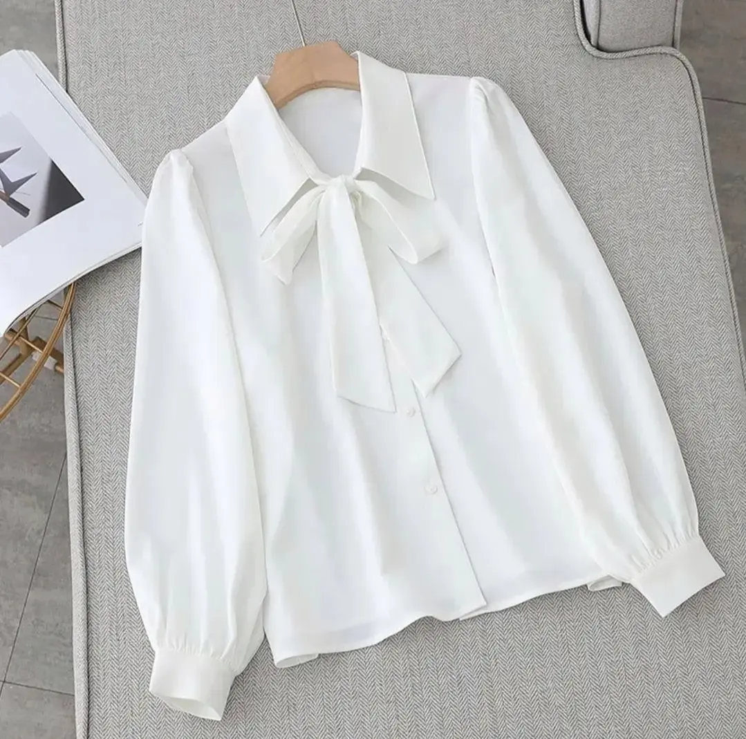 MICELLE TOP - BAJU ATASAN KEMEJA WANITA LENGAN PANJANG WARNA PUTIH CASUAL POLOS JUMBO FORMAL IMPORT