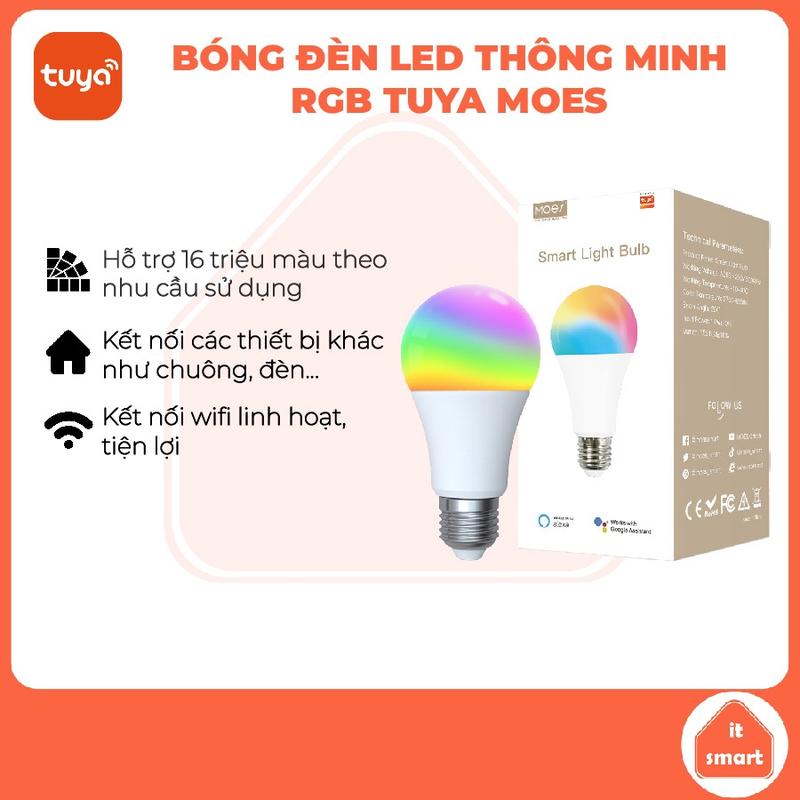 Bóng đèn thông minh Tuya Moes wifi công suất 9-14W điều khiển giọng nói, hẹn giờ tắt bật 1