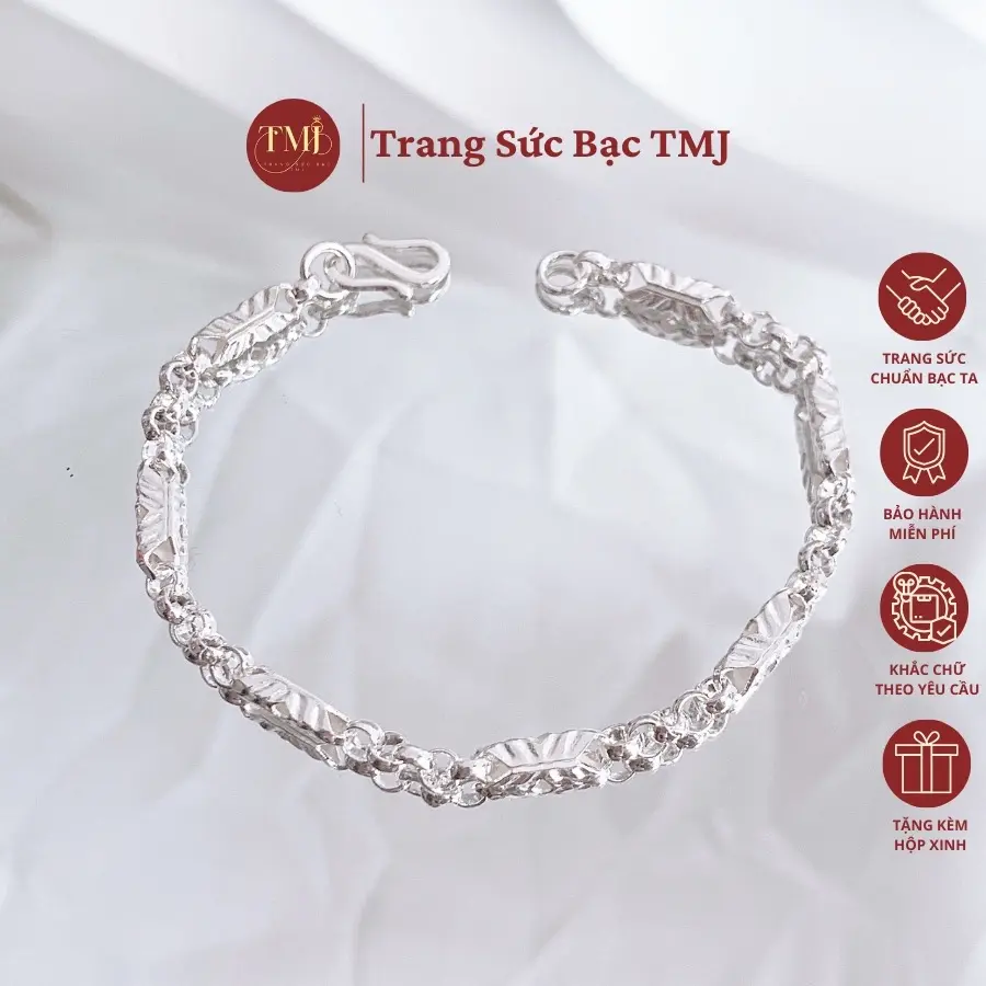 Lắc tay nam Bạc Ta thiết kế kiểu dáng dày dặn cá tính TMJ (Tặng Kèm Hộp,Có Bảo Hành Làm Sáng)