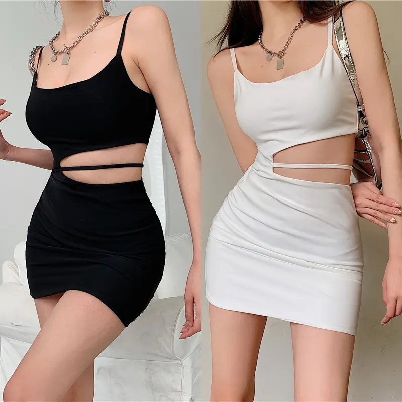 Đầm Mini Bodycon Gợi Cảm, Dành Cho Phụ Nữ, Không Tay, Dây Đeo Spaghetti Màu Trơn Váy Cắt Xẻ