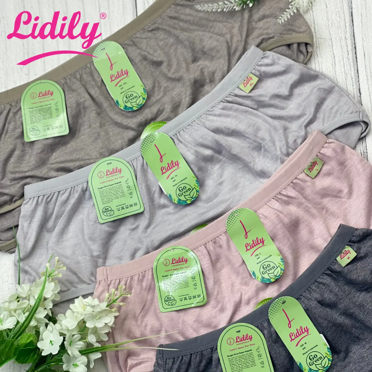 Lidily - Celana Dalam Katun Organik | CD Anti Bacterial L591 | Panty Underwear Wanita Katun 100% Premium Edition GO GREEN