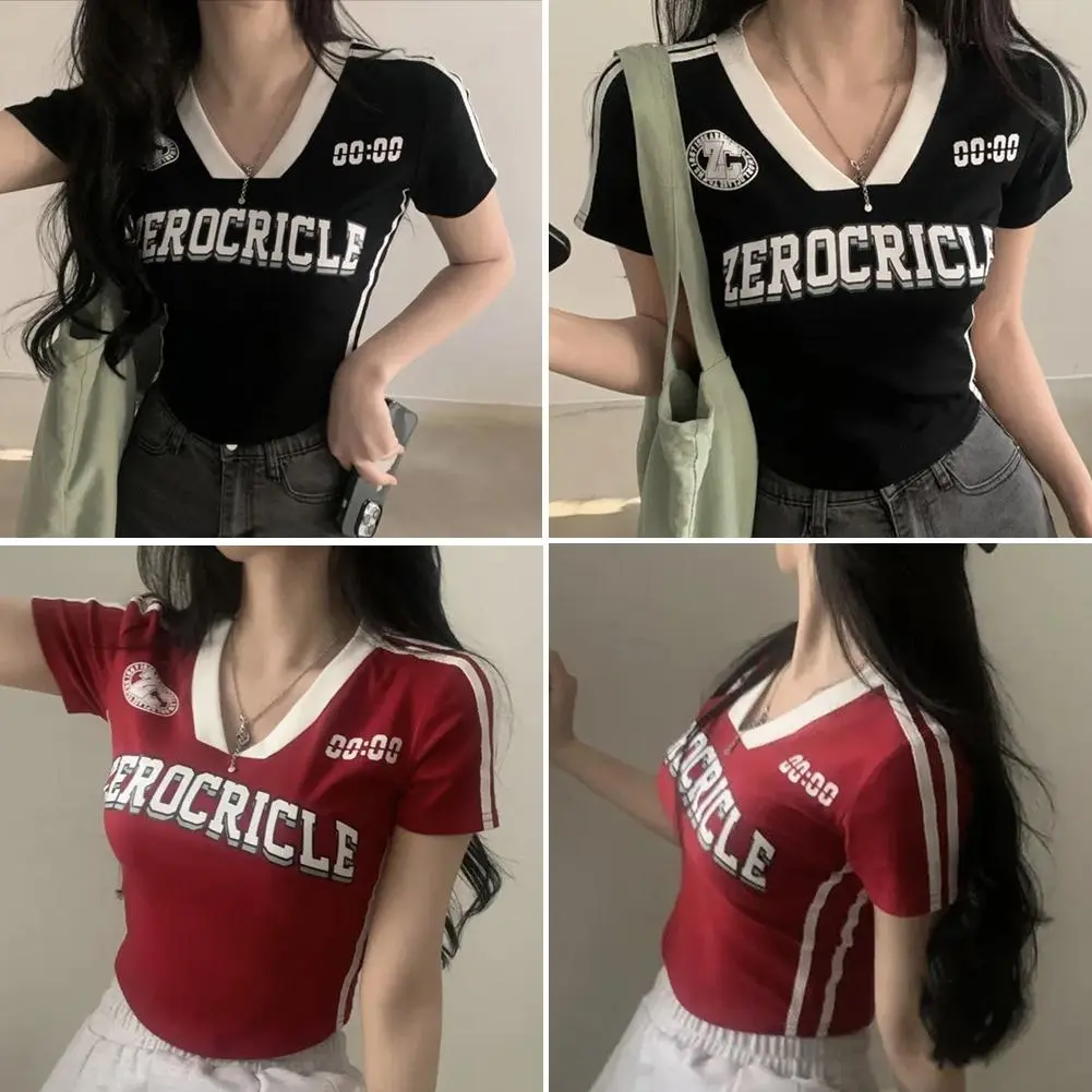 American Retro Football Jersey Y2k Football Baby Close-fitting Printed Top Girls Cropped Short F9R3
