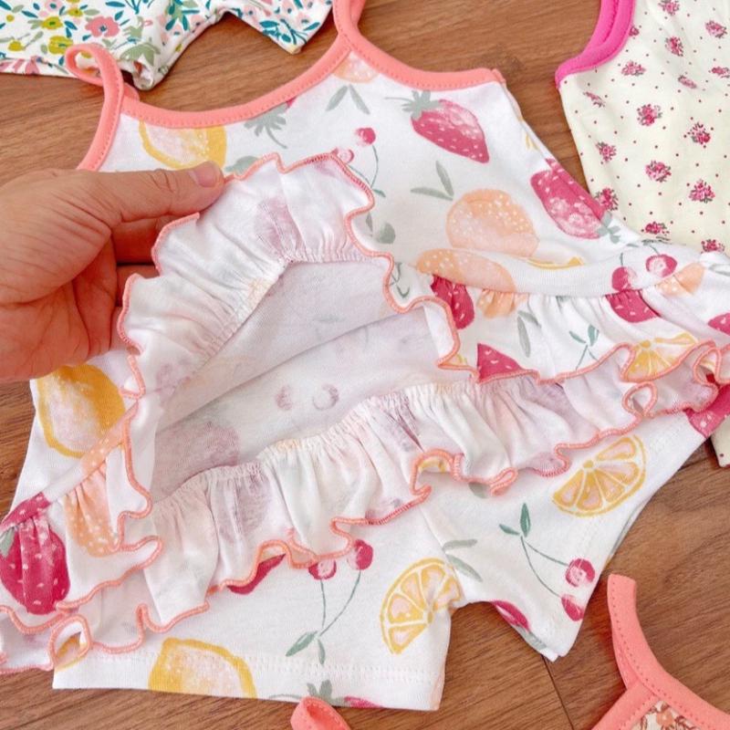 Set 3 bộ quần áo 2 dây cho bé chất coton xuất mền mịn mát thấm hút mồ hôi cho bé hoạ tiết xinh yêu sz 7-16kg 1