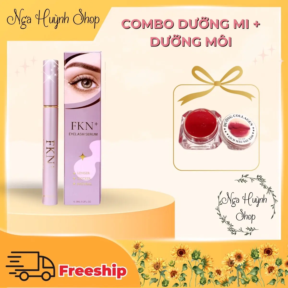 1 Dưỡng Mi FKN+ phiên bản giới hạn cao cấp (Tặng Dưỡng Môi) hỗ trợ cải thiện lông mi ngắn dành cho nam và nữ (2 cây)