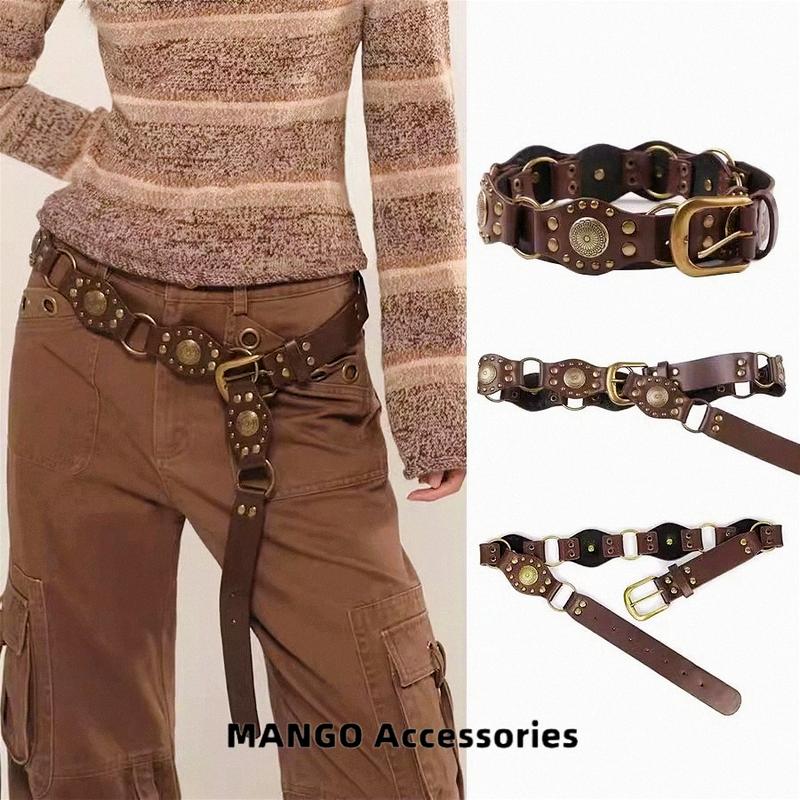 Thắt Lưng Khóa Phong Cách Cổ Điển Dành Cho Nữ Màu Nâu Thích Hợp Cho Quần Punk Và Y2k Phong Cách Hàn Quốc