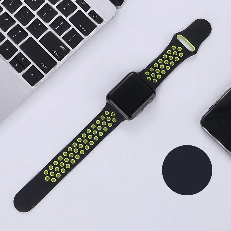 Dây đeo bằng silicon, dành cho iWatch Ultra Series 8 / 7 / 6 / SE / 5 / 4 / 3 / 2 / 1, Có 38mm, 40mm, 42mm, 44mm, 41mm, 45mm và 49mm, Thiết kế lỗ thoáng khí, Thích hợp cho thể thao 5