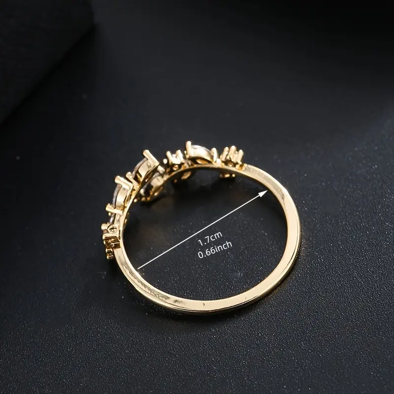 1pc Elegant Leaf Design Ring, Copper Material, Synthetic Zirconia Mosaic, Perfect for Daily and Party Occasions delicate gift exquisite surprising 4