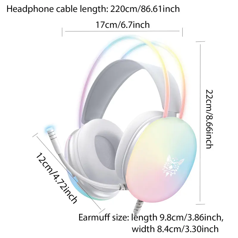 Onikuma X25 Over-ear Design Headphone, Noise Cancelling Headphone with Microphone, Gradient Light Effect Gaming Headset, E-sport Wired Headphone 1