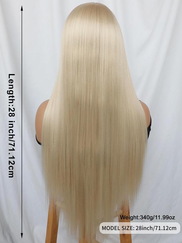Hairstyle Ideas Women's 28inch Long Straight Synthetic Lace Front Hair Wigs, Glueless Natural Fluffy Heat-resistant Wigs without Bangs, Trendy Synthetic Wigs for Party, Daily Hairstyle Ideas, Gifts for Girlfriend 5