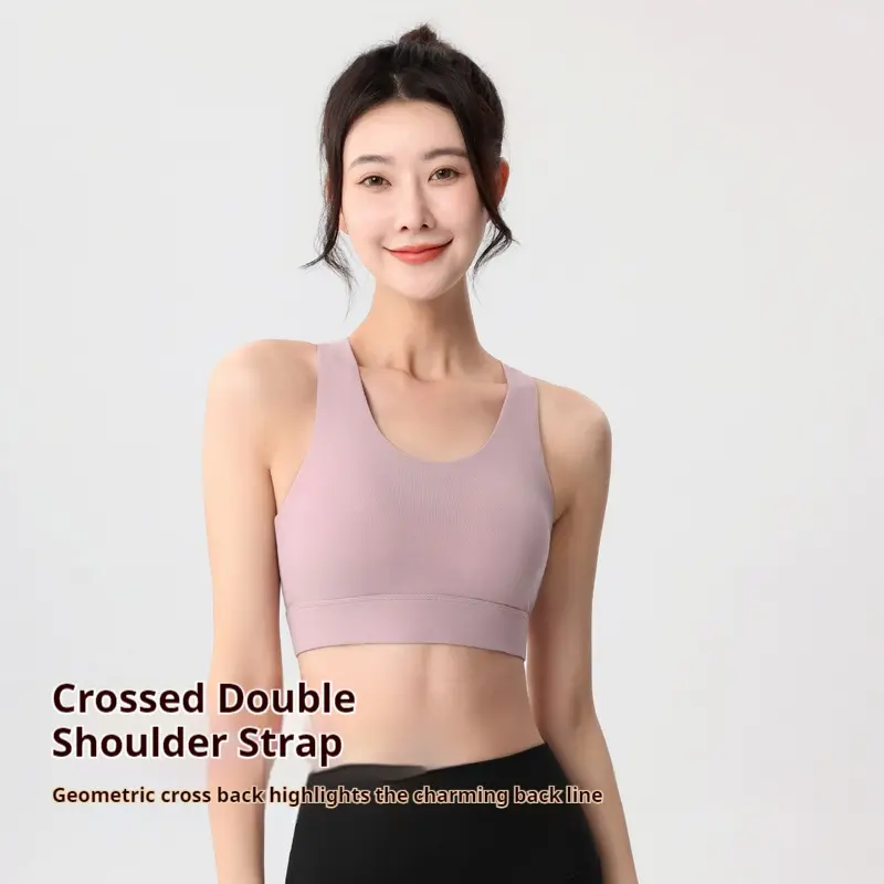 High-Intensity Women's Sports Bra Cross Back Straps for Slim Look No-Slip Cups High-Elastic Quick-Dry Fabric  Perfect for Gym Yoga Running