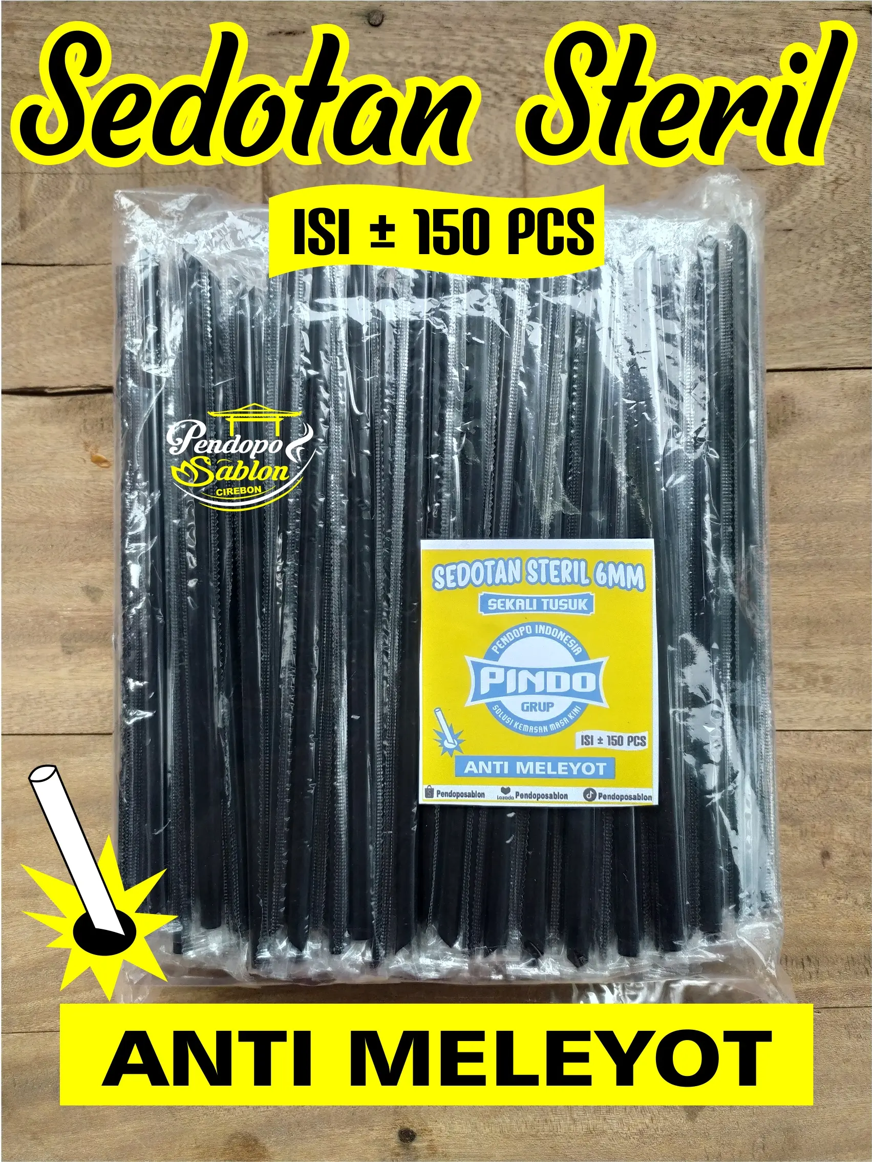 sedotan plastik runcing Non steril ANTI MELEYOT 6MM -12 MM Minuman