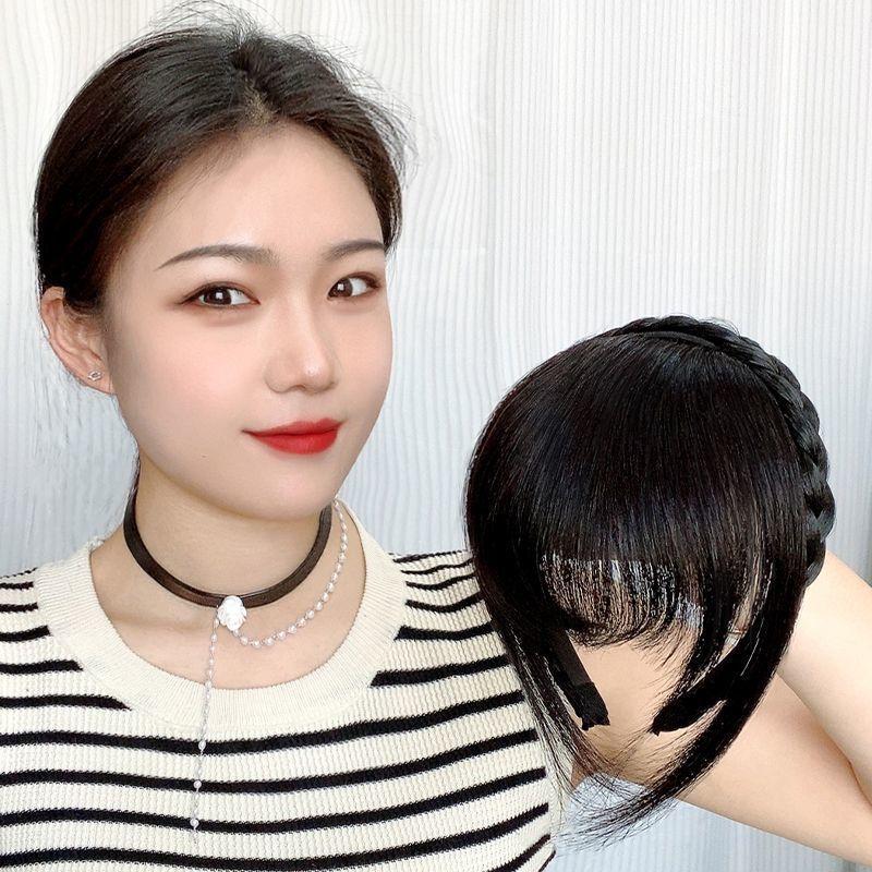 Product Introduction of Bộ Tóc Giả, Dành Cho Nữ Trung Niên, Tóc Giả Một Mảnh, Tóc Mái Che Tóc Màu Xám, Rèm Trán, Tóc Mái Con, Tóc Giả, Với Băng Đô Tóc, Thích Hợp Để Che Tóc Mái Wig 2