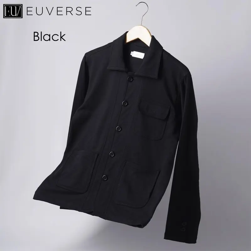 EUVERSE BUTTON UP JACKET | SHACKET JACKET FLEECE PRIA WANITA UNISEX ARMY GREEN BLACK KATUN BABY TERRY 5