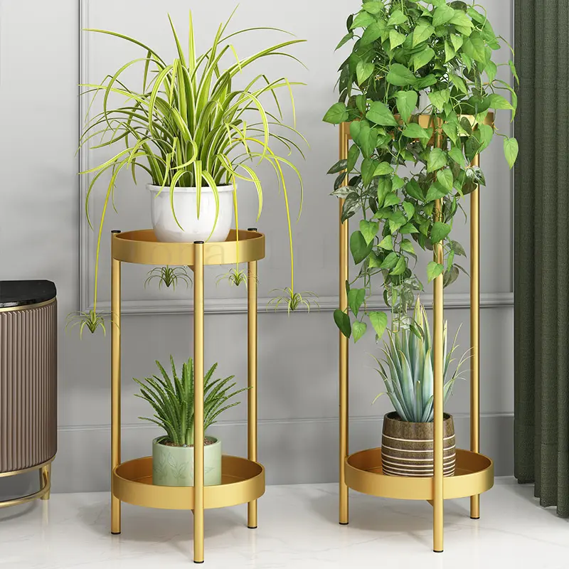 Luxury Multi-layer Balcony Flower Stand Indoor High-end Living Room Green Plant Floor-standing Storage Rack Iron Art Succulent Flower Pot Stand