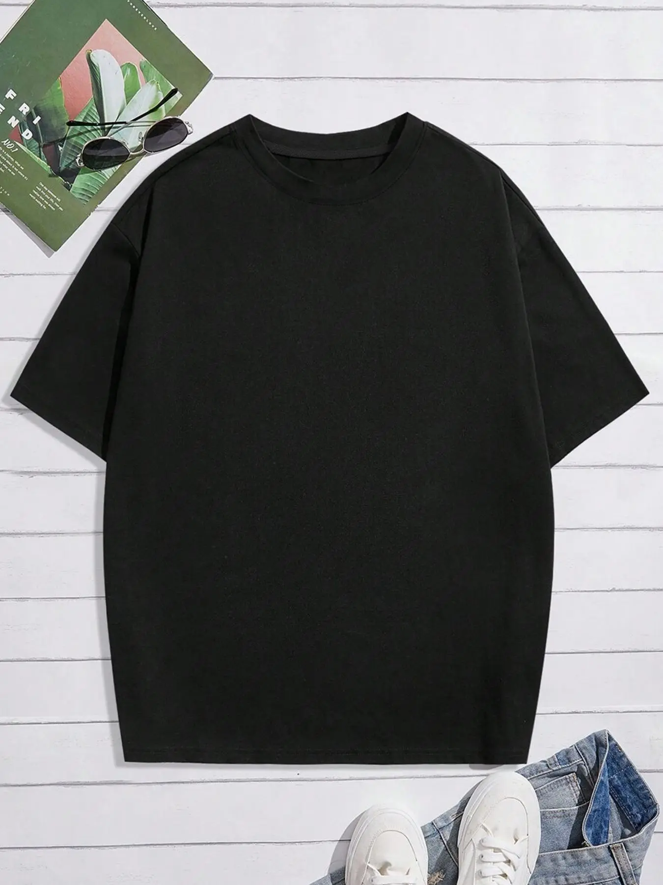 Men's Solid Round Neck Short Sleeve Tee, Regular Fit Casual Crew Neck T-shirt for Daily Wear, Men's Top for All Seasons