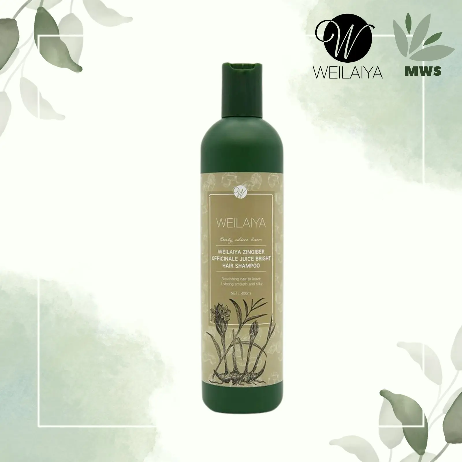 WEILAIYA - Dầu gội Gừng nâu hà thủ ô, cho da đầu khô nhạy cảm, 400ml, Dưỡng Tóc [Chính hãng]