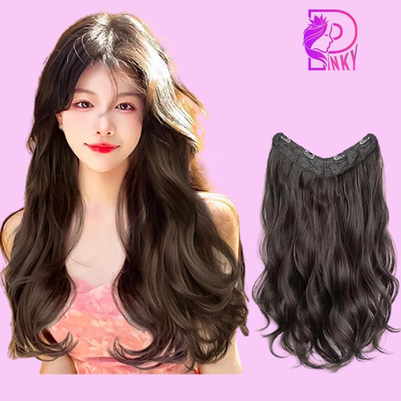 Tóc kẹp u xoăn Tóc giả kẹp nửa đầu dải chữ U xoăn sóng kích thước 45 & 60cm tạo kiểu tóc Women Wig