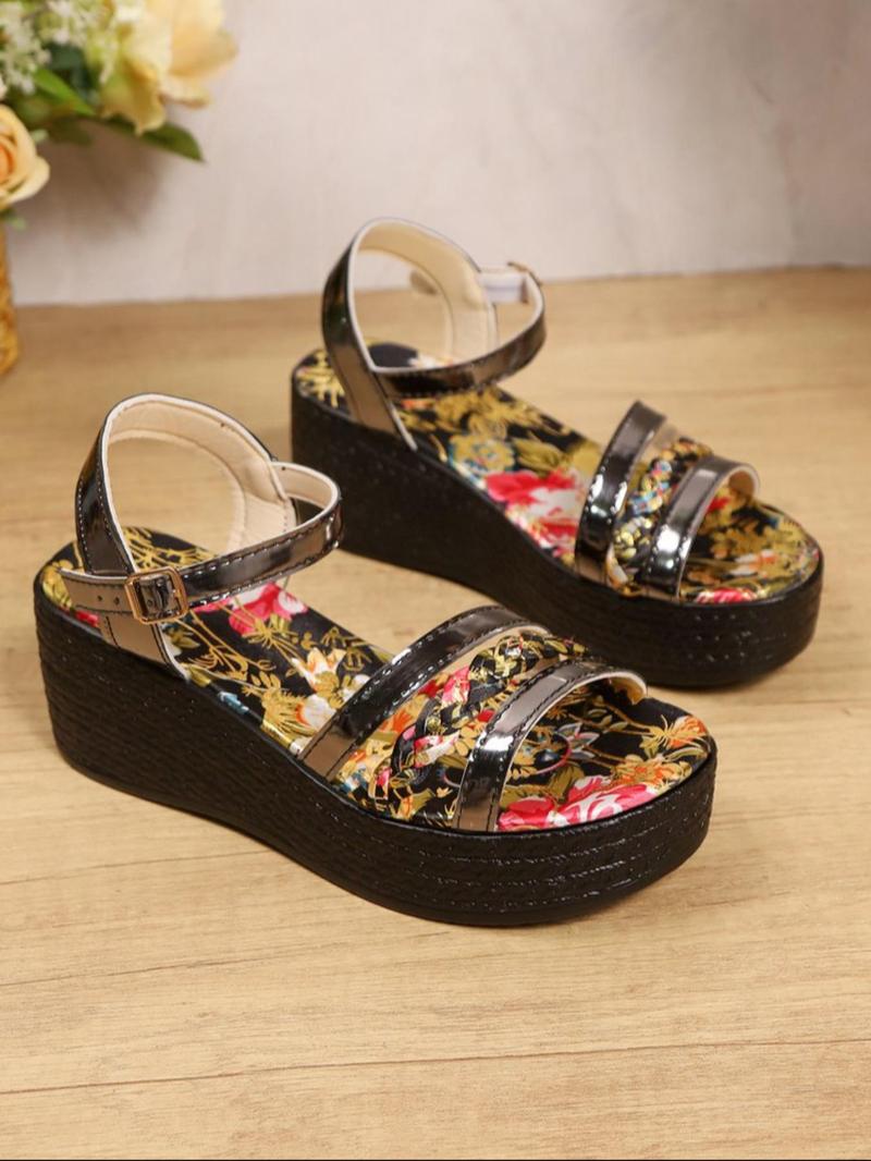 Product Introduction of Women's Fashionable Solid Color Platform Sandals, Casual Comfortable Wedge Sandals for Summer, Female All-match Round Toe Sandals for Daily Wear, Walking Shoes 2