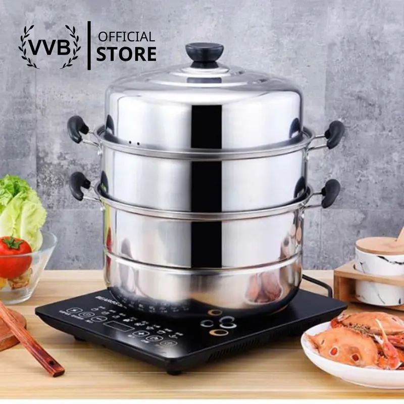 Nồi Hấp Inox 3 Tầng Đa Năng 28cm, Chống Nhỏ Nước Khi Hấp 1